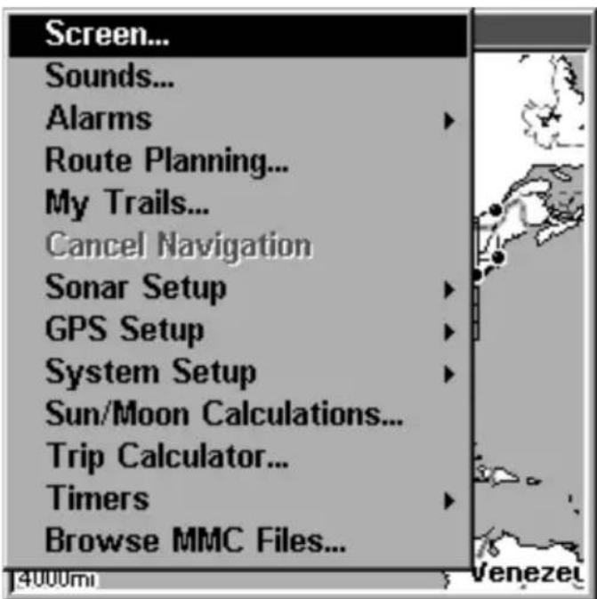 LOWRANCE LMS-320DF - Main Menu - 1