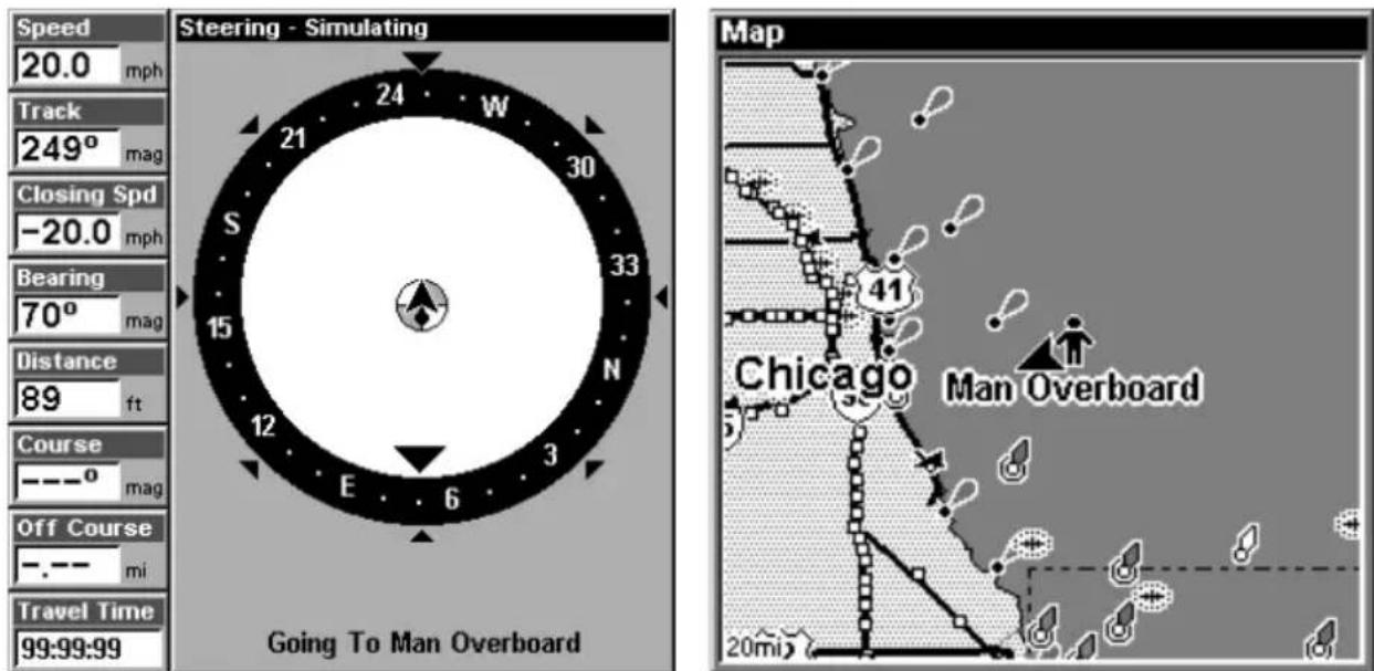 LOWRANCE LMS-320DF - Navigate Back to MOB Waypoint - 1