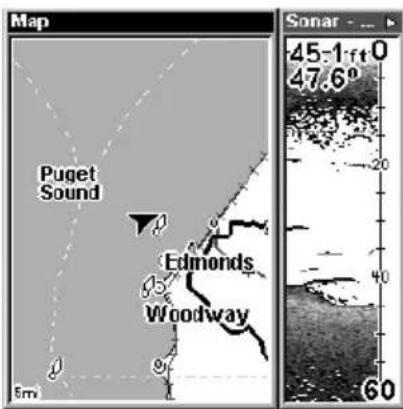 LOWRANCE LMS-320DF - Map With Sonar Split Screen - 3
