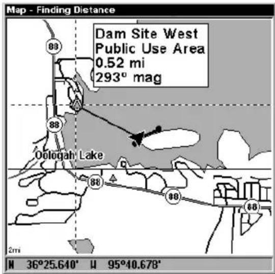 LOWRANCE LMS-320DF - Find Distance From Current Position To Another Location - 2