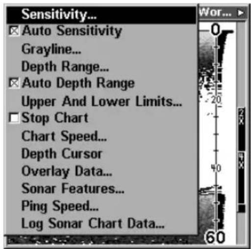 LOWRANCE LMS-320DF - To adjust sensitivity in auto mode: - 1