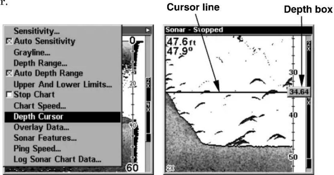 LOWRANCE LMS-320DF - Depth Cursor - 1