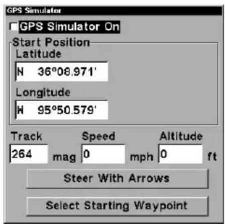 LOWRANCE LMS-320DF - To get to the GPS Simulator: - 2