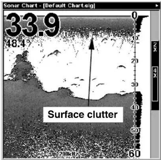 LOWRANCE LMS-320DF - To adjust the Surface Clarity level: - 3