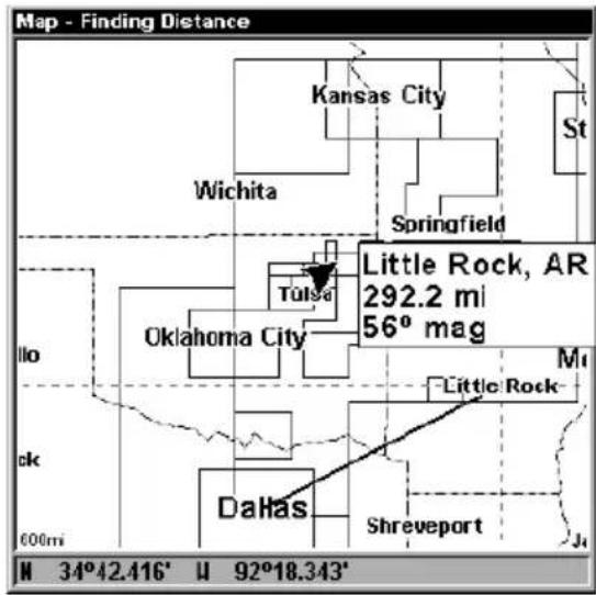 LOWRANCE LMS-320DF - Find Distance From Current Position To Another Location - 1