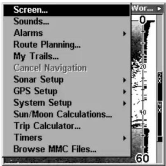 LOWRANCE LMS-320DF - Main Menu - 1