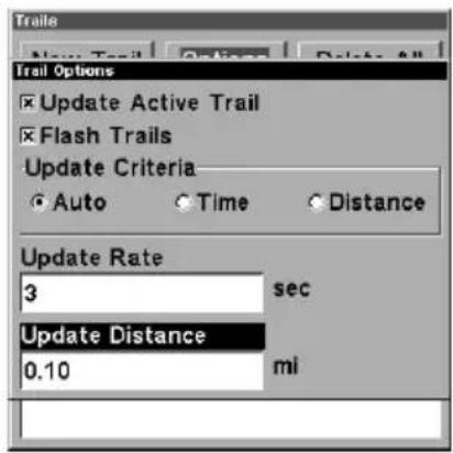 LOWRANCE LMS-320DF - Trail Update Rate (Time, Distance) - 2