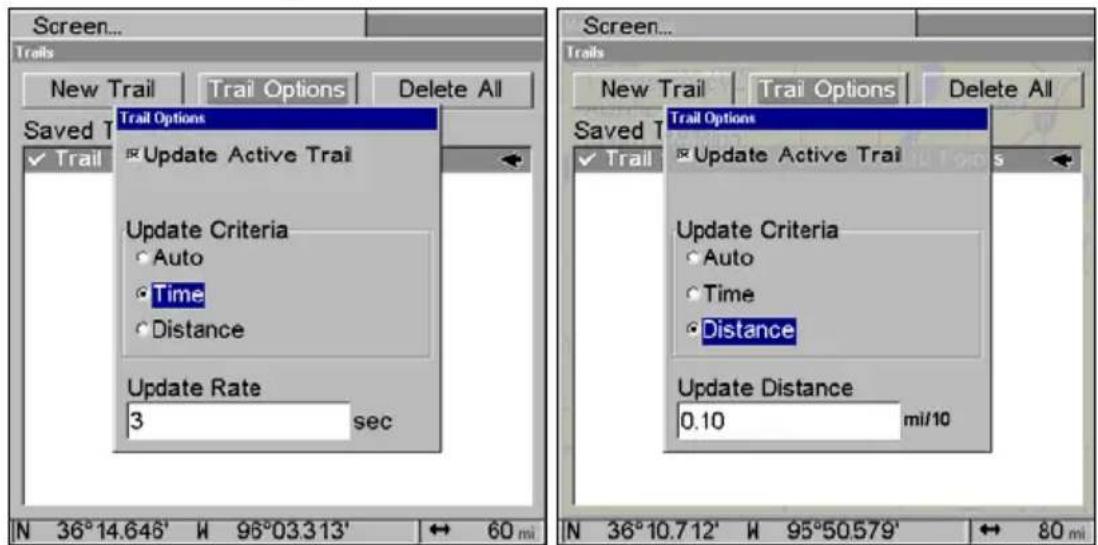 LOWRANCE GlobalMap 9200C - Trail Update Rate (Time, Distance) - 1