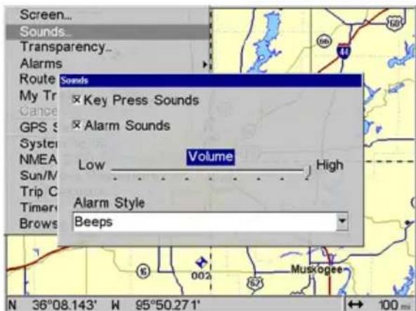 LOWRANCE GlobalMap 9200C - Sounds and Alarm Sound Styles - 2