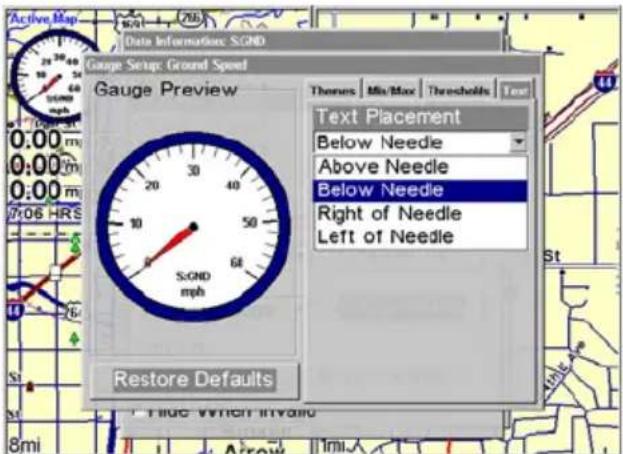 LOWRANCE GlobalMap 9200C - Tick Marks setup menu (left) with Thresholds Setup menu (right). - 2