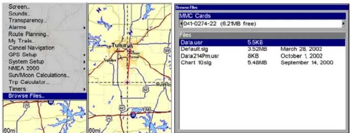 LOWRANCE GlobalMap 9200C - Check MMC Files and Storage Space - 1
