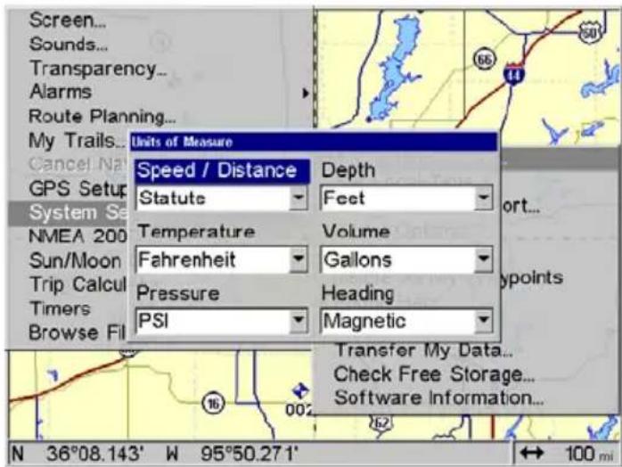 LOWRANCE GlobalMap 9200C - Units of Measure - 1