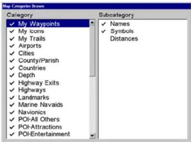 LOWRANCE GlobalMap 9200C - Map Detail Category Selection - 2