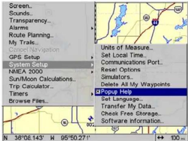 LOWRANCE GlobalMap 9200C - Pop-up Help - 1