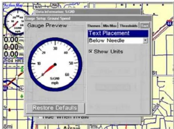 LOWRANCE GlobalMap 9200C - Tick Marks setup menu (left) with Thresholds Setup menu (right). - 1