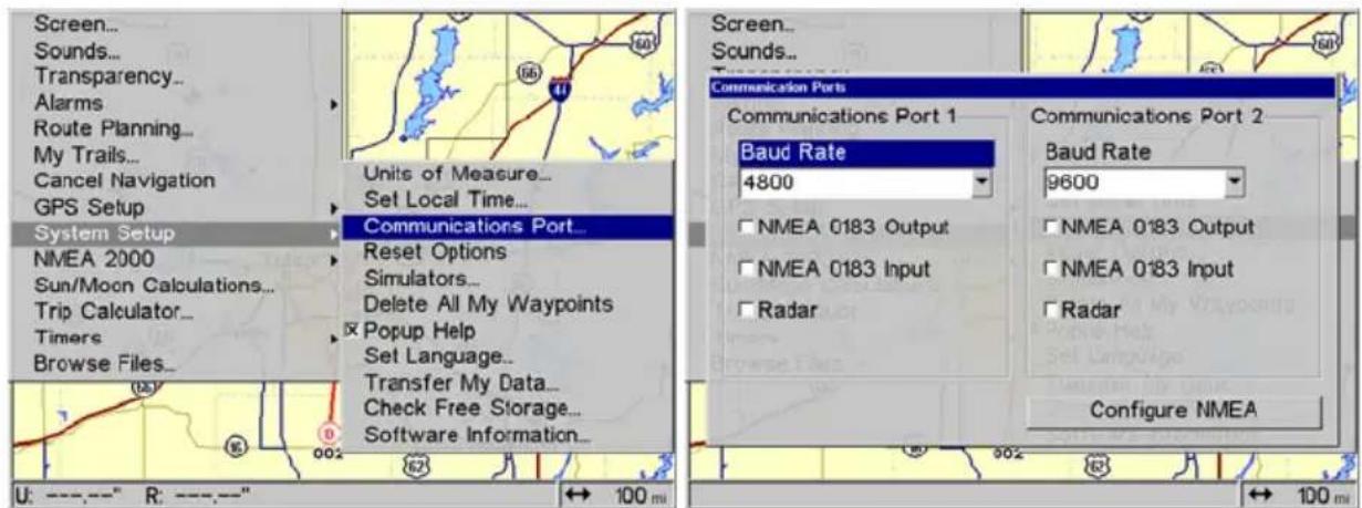 LOWRANCE GlobalMap 9200C - Communications Port Configuration - 1