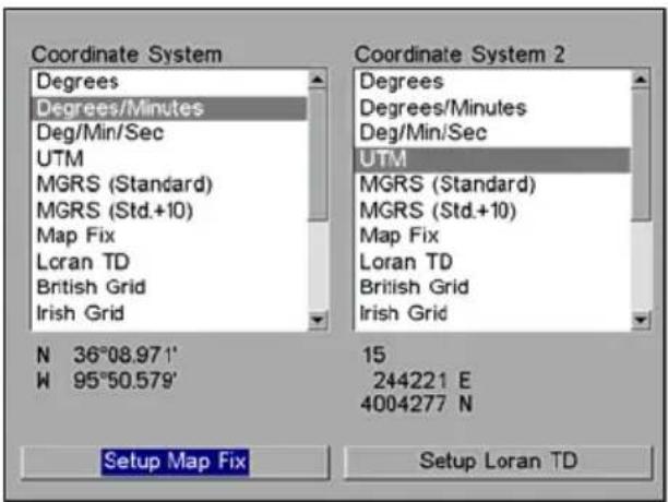 LOWRANCE GlobalMap 9200C - Coordinate System Selection - 2