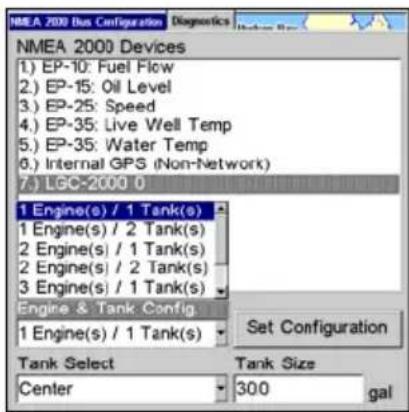 LOWRANCE GlobalMap 9200C - Setting Engine-Tank Configuration: - 1