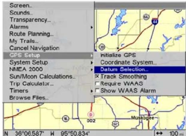LOWRANCE GlobalMap 9200C - Map Datum Selection - 1