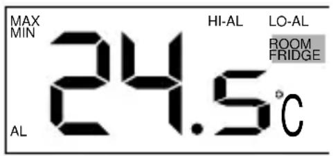 MAX MIN HI-AL LO-AL ROOM FRIDGE 24.5°C AL