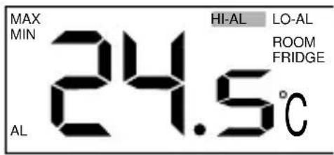 MAX MIN HI-AL LO-AL ROOM FRIDGE 24.5°C AL