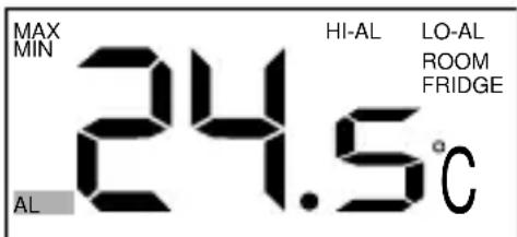 MAX MIN HI-AL LO-AL ROOM FRIDGE 24.5°C AL