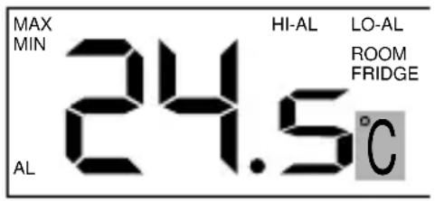 MAX MIN HI-AL LO-AL ROOM FRIDGE 24.5°C AL