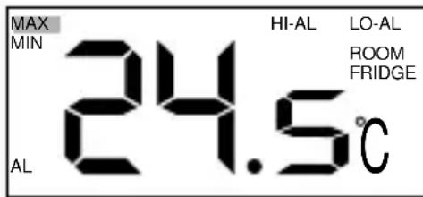 MAX MIN HI-AL LO-AL ROOM FRIDGE 24.5°C AL