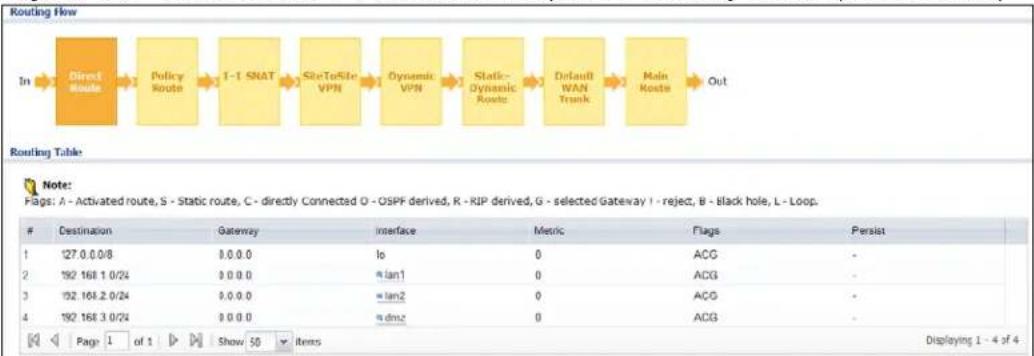 ZYXEL USG 20 Security Bundle - The Routing Status Screen - 1