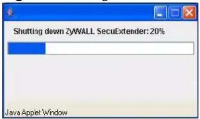 Shutting down ZyWALL_SecuExtender: 20% Java Applet Window