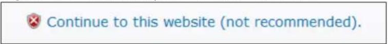 Continue to this website (not recommended).