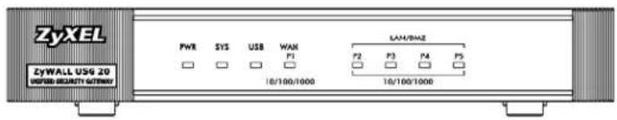 ZyxEL ZYWELL USG 20 UNIVERSITY SECURITY GU/THEAVY PWR SYS USB WAN LAN/SHAZ F2 F3 F4 F5 10/100/1000 10/100/1000