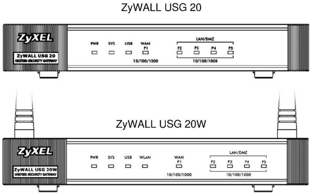 ZyWALL USG 20 ZyXEL PWR SYS USB WAN LAN/DMZ F2 P3 P4 P5 10/100/1000 10/100/1000 ZyWALL USG 20W ZyXEL PWR SYS USB WLAN WAN LAN/DMZ F2 P3 P4 F5 10/100/1000 10/100/1000 ZyWALL USG 20W UNITED SECURITY GATEWAY