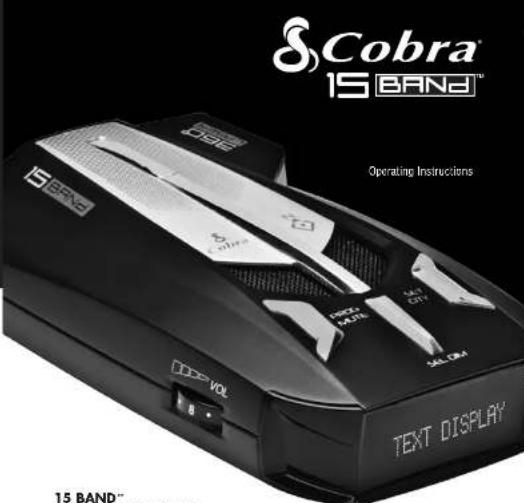 Cobra® 15 BAND™ Operating Instructions 15 BAND TEXT DISPLAY 100% VOLT SAL COM SAL COM SAL COM SAL COM 15 BAND™