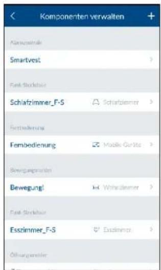 Komponenten verwalten Nanwachtrale Smartvest Fark Stodelsitz Schlafzimmer_F-S Schaffzimmer Fortstellungen Fembedienung Mobile Grülte Bewegangenzen Bewegung! Währzimmer Fark Strodukter Esszimmer_F-S Esszimmer Öllungsmittel