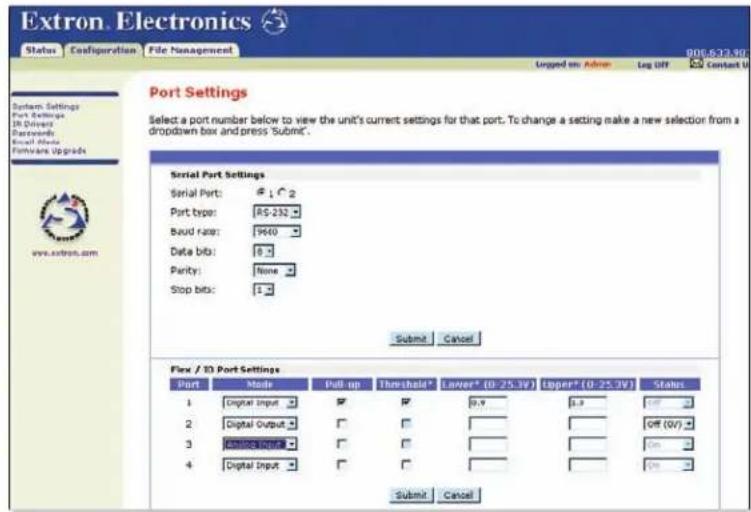 Extron IPL T SFI244 - Establishing or changing system or port settings - 2