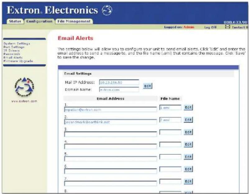 Extron IPL T SFI244 - Editing and adding e-mail alerts - 1