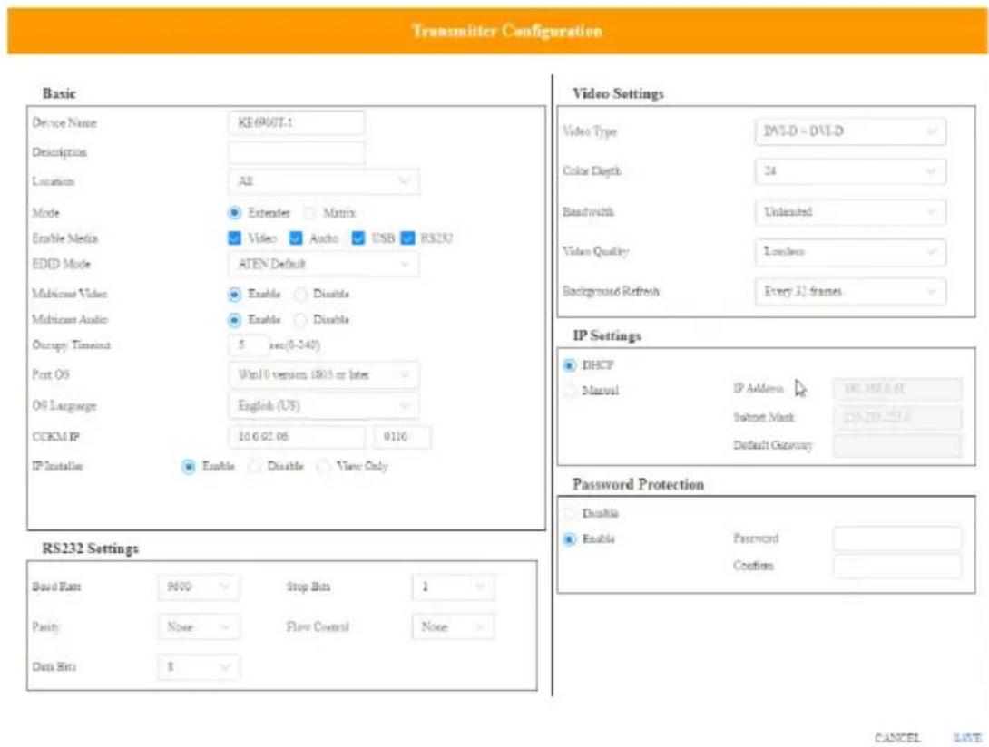 ATEN KE8950 - Transmitter Configuration - 1