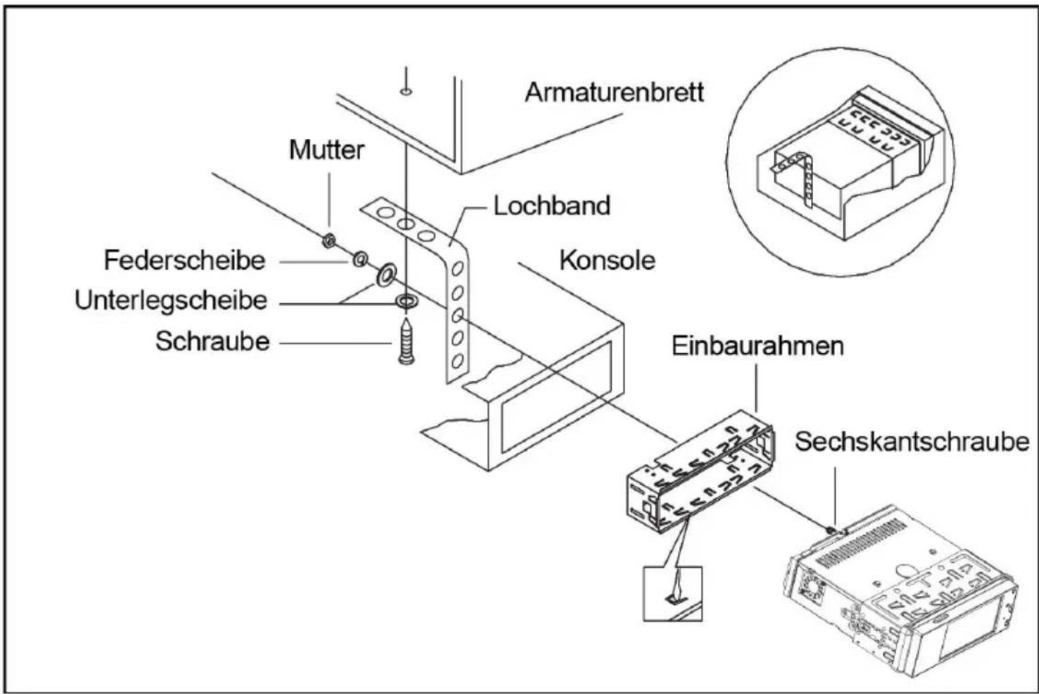 Xomax XM-RSU222BT - Einbau des Gerätes: - 1