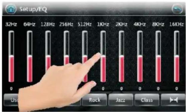 Setup/EQ 32Hz 64Hz 1.28Hz 256Hz 512Hz 1KHz 2KHz 4KHz 8KHz 16KHz 0 0 0 0 0 0 Use Rock Jazz Class