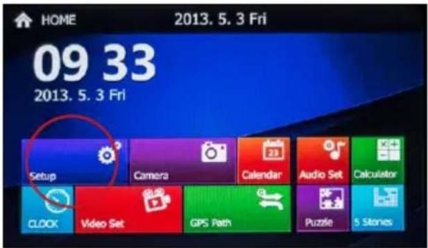 HOME 2013. 5. 3 Fri 09 33 2013. 5. 3 Fri Setup Camera Calendar Audio Set Calculator CLOCK Video Set GPS Path Puzzle 5 Stories