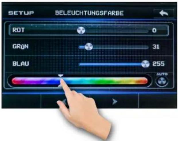 SETUP BELEUCHTUNGSFARBE ROT 0 GRON 31 BLAU 255 AUTO