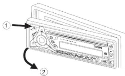 Diagram of a device with labeled parts and directional arrows indicating rotation or adjustment.