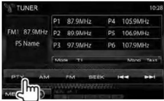 TUNER 10:28 P1 87.9MHz P4 105.9MHz FM1 87.9MHz P2 89.9MHz PS 106.9MHz PS Name P3 97.9MHz P6 107.9MHz Mono Ti Mono Text PTY AM FM BEEK ME