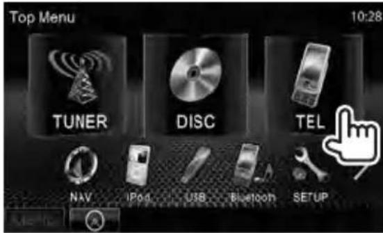 Top Menu 10:28 TUNER DISC TEL NAV IPoD USB Bluetooth SETUP