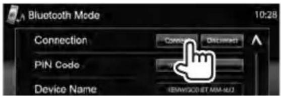 Bluetooth Mode 10:28 Connection Connect Connect PIN Code Device Name IEMAVISION ET MM-NUJ