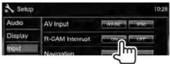 Setup 10:28 Audio Display Input AV Input AV-RC Pod R-CAM Interrupt OK Off Navigation