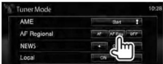 Tuner Mode 10:28 AME Start AF Regional AF AF Rev OFF NEWS Local ON