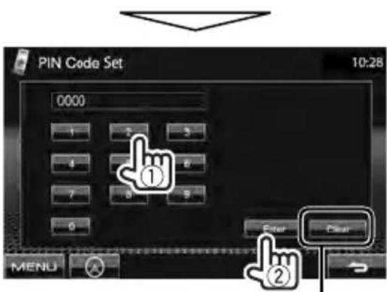 PIN Code Set 10:28 0000 1 2 3 4 6 7 9 5 0 Enter Clear MENU