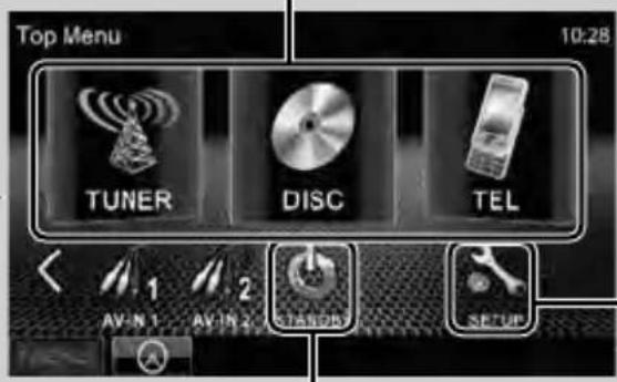 Top Menu 10:28 TUNER DISC TEL AV-N 1 AV-IN 2 TASSEM SETUP